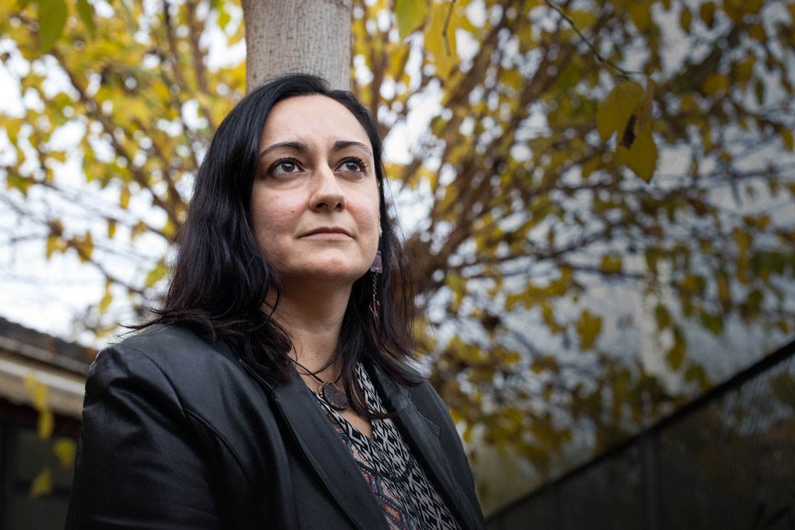 Montse Aguilera poses at the headquarters of Associació per la Salut Mental del Baix Llobregat Nord