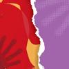 woman silhouette with hand print on the face on torn paper background