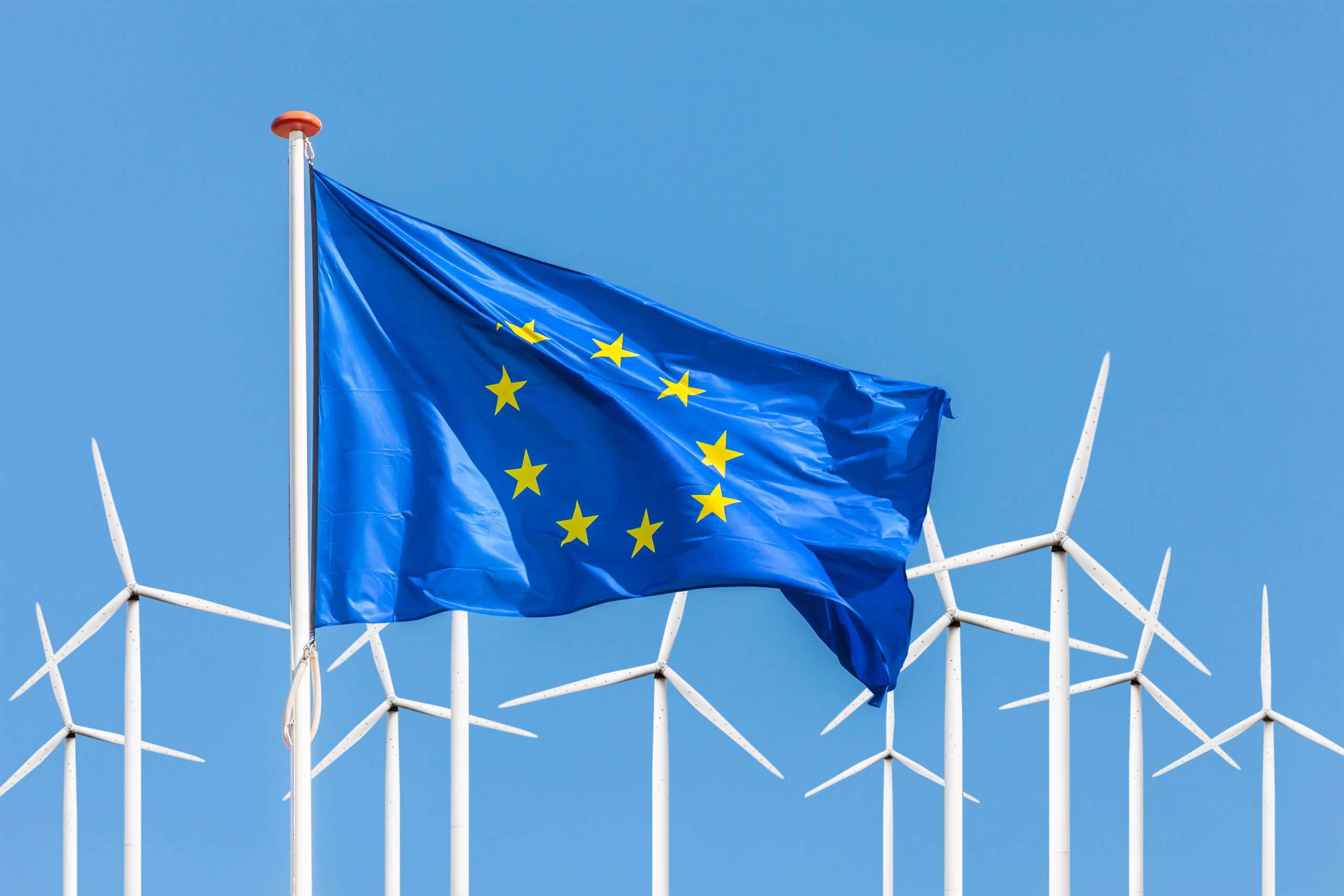 Official,Flag,Of,The,European,Union,In,Front,Of,A