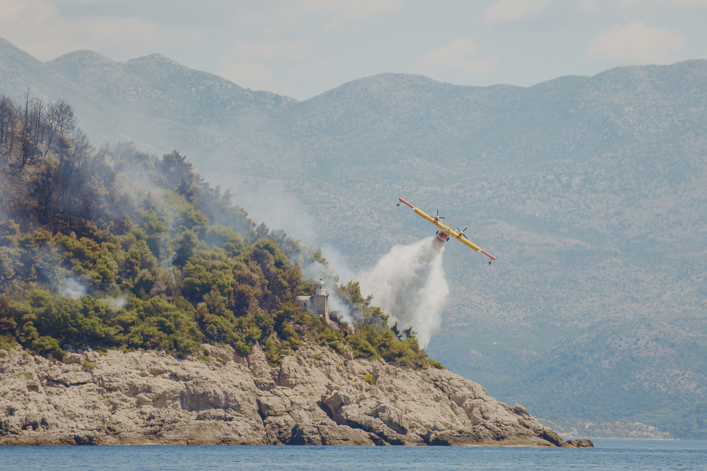 Island,Forest,Fire,Near,Dubrovnik,In,Croatia